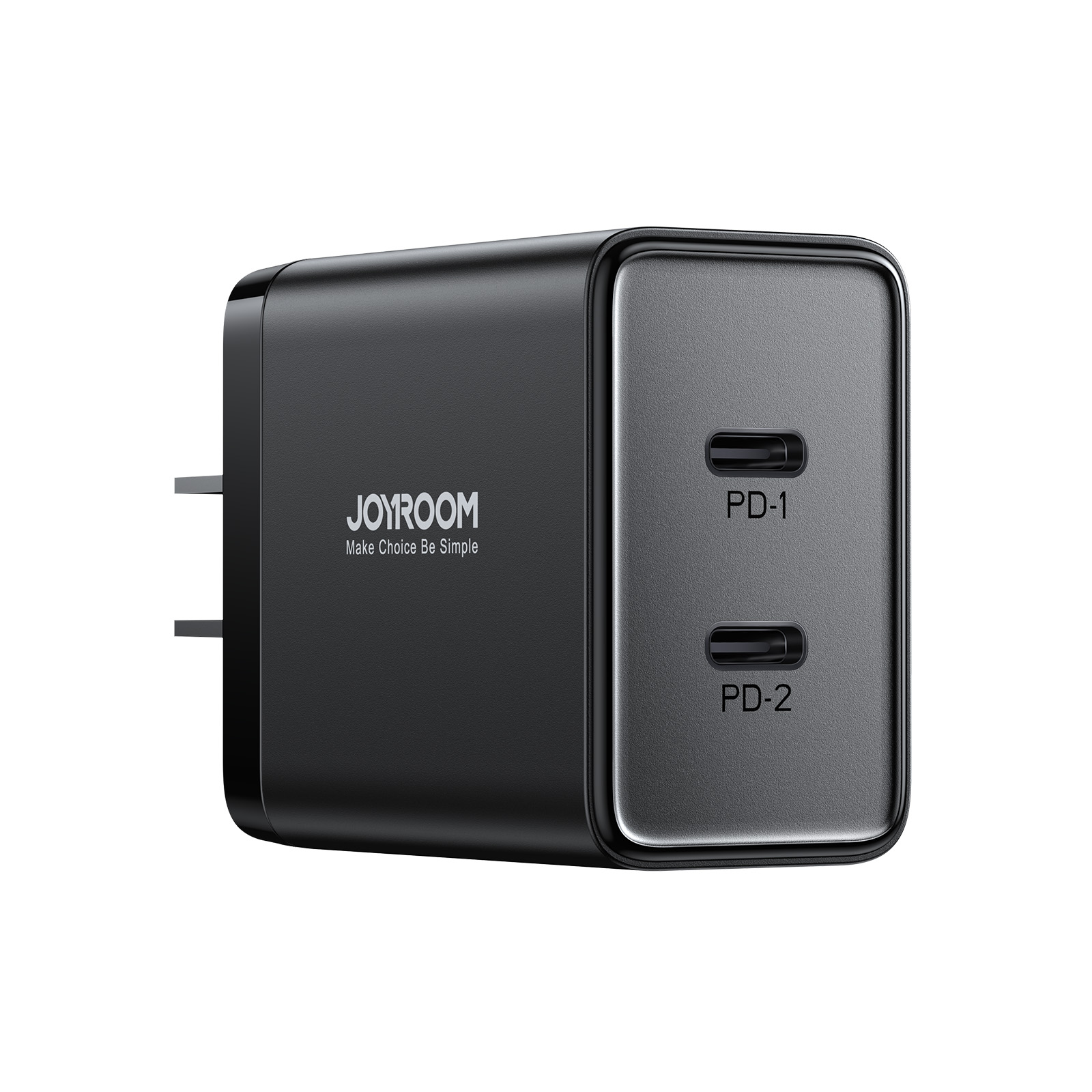 JOYROOM 40W 2C デュアルポート急速充電器 TCF09 ― USB-Cケーブル付きの2ポートPD対応ACアダプター