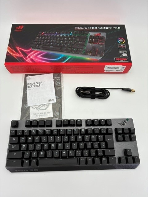 【店頭展示使用品】ASUS ゲーミングキーボード ROG Strix Scope TKL 銀軸 [Black/Gray](30日間保証）