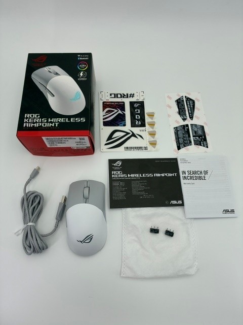 【店頭展示使用品】ASUS ワイヤレスゲーミングマウス-ホワイト ROG Keris Wireless AimPoint [ROG/KERIS/WL/AIMPOINT/WHT](30日間保証）