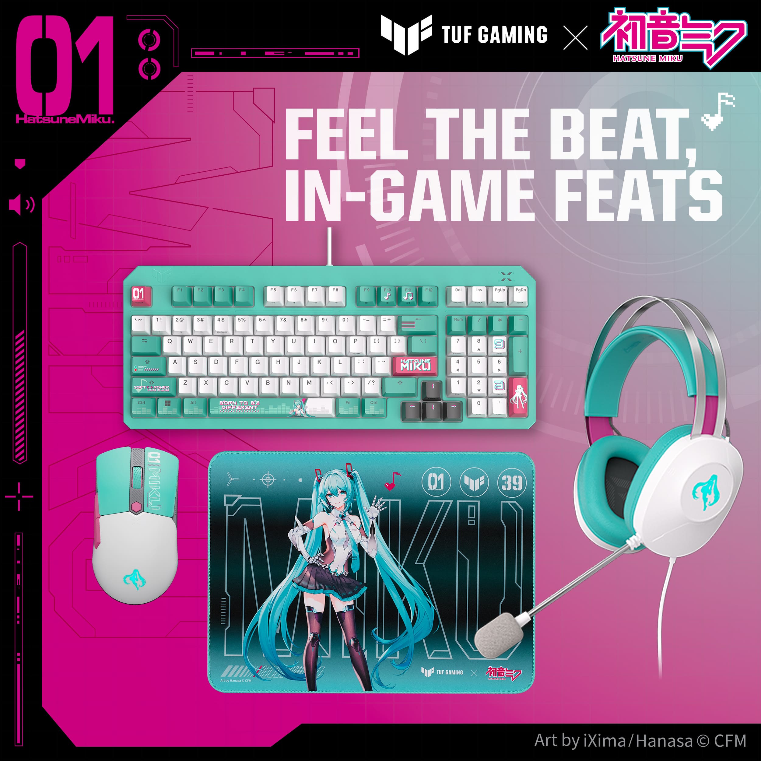 ASUS 英語配列ゲーミングキーボード TUF Gaming K3 Gen II Hatsune Miku Edition TUF/K3/G2/RED/MIKU