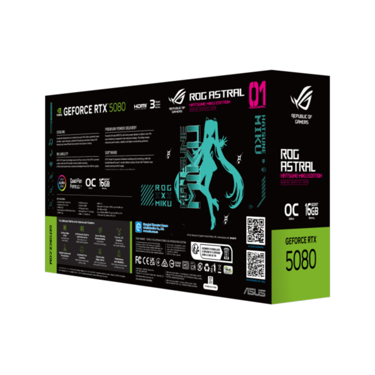 【初音ミク】ASUS ROG Astral GeForce RTX™ 5080 16GB GDDR7 OC HATSUNE MIKU EDITION