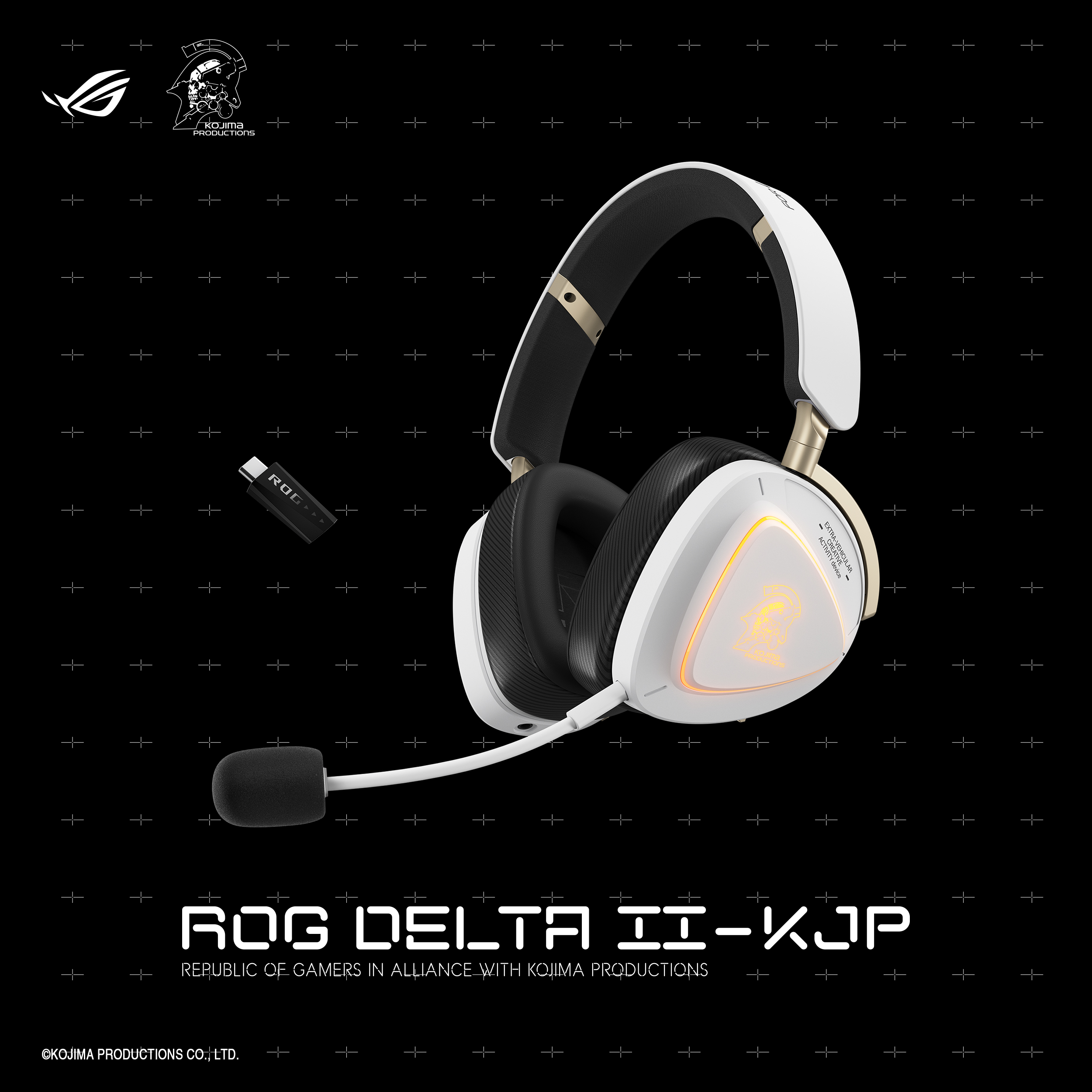 【予約受付中】ASUS ROG × KOJIMA PRODUCTIONS 限定コラボモデル ゲーミングヘッドセット A703 ROG DELTA II-KJP/WHT