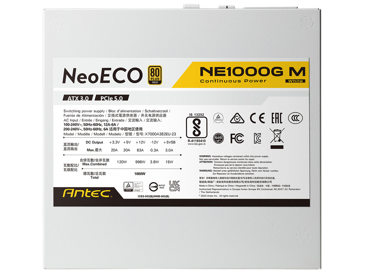 ANTEC NeoECO Gold NE1000G M WHITE ATX 3.0