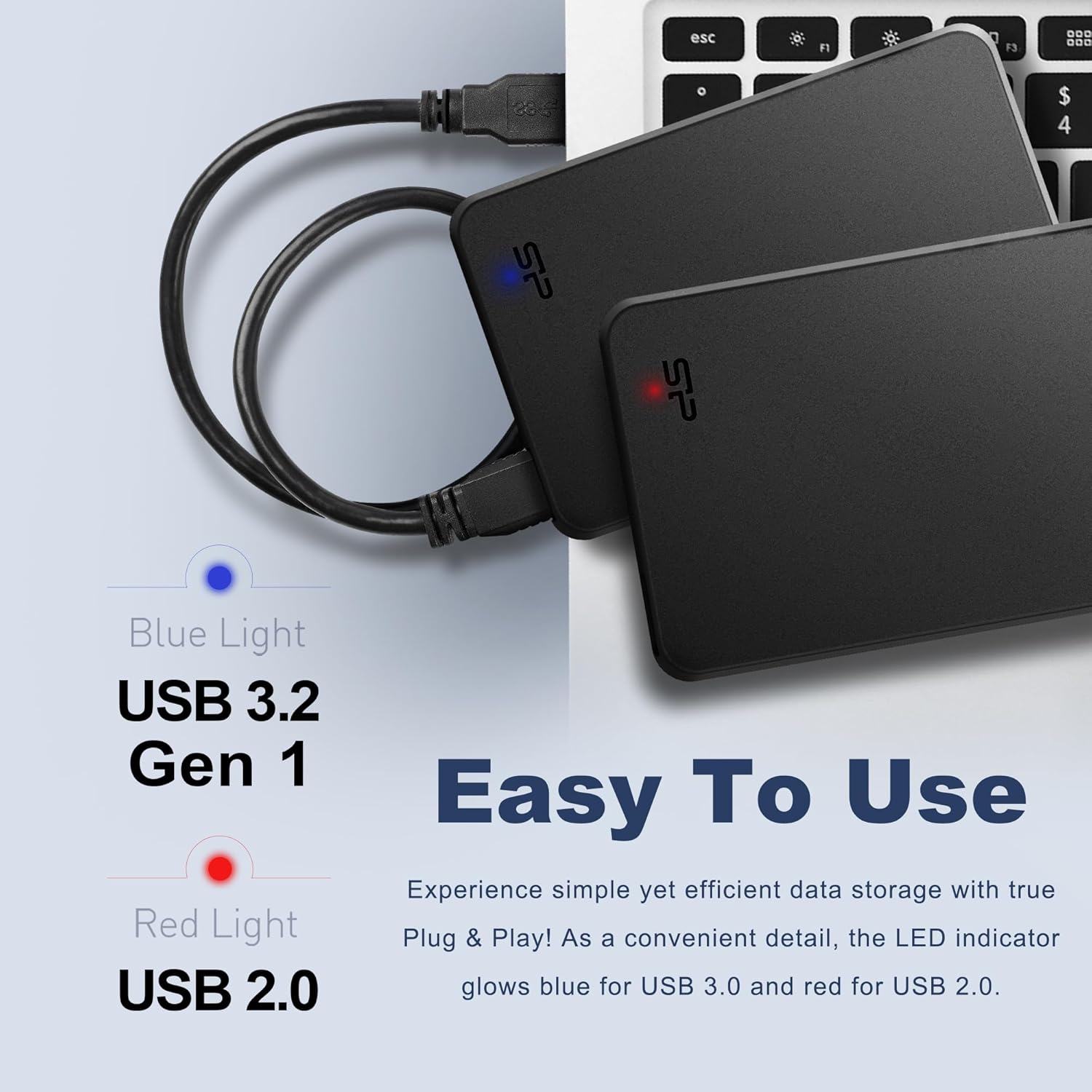 Silicon Power 外付けSSD 2TB USB 3.2 Gen 1 Type-A メーカー3年限定保証 Type-A to USB Type-C コネクター付属[SP020TBPSDS05SAKTC]