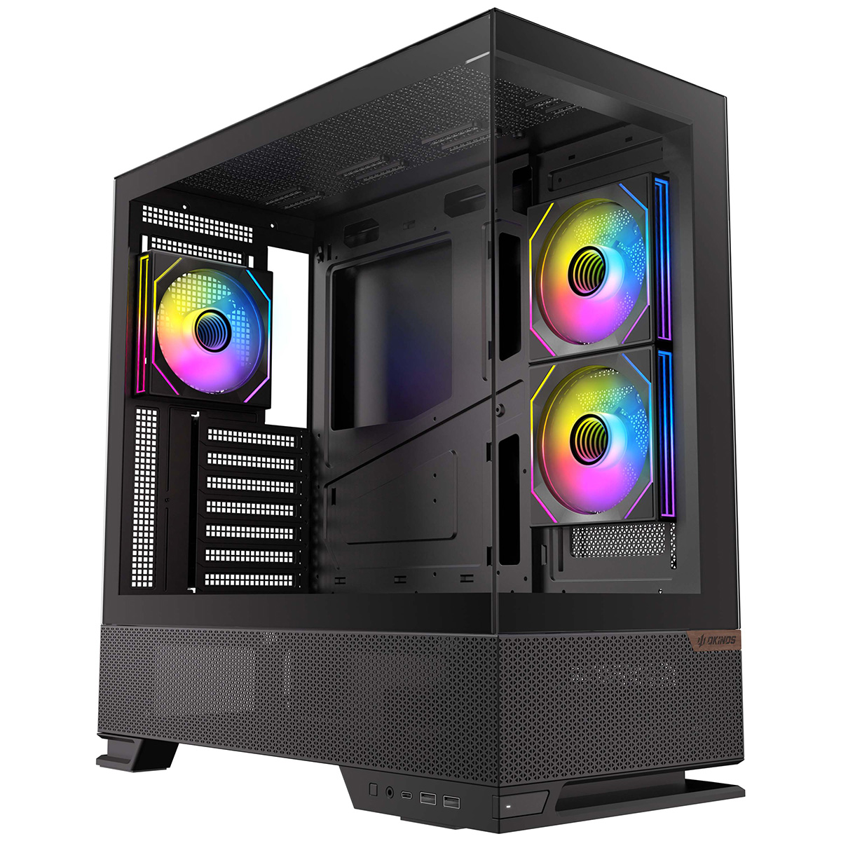 【ジャンク品】Okinos Aqua 6 Infinity ミドルタワー ピラーレス PCケース ブラック
