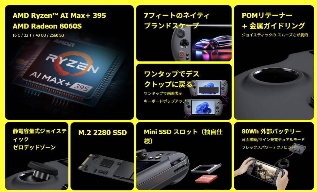 GPD WIN 5 世界初AMD Ryzen AI Max+ 395 プロセッサー搭載ハンドヘルドPC(32GBメモリ/2TB SSDモデル)