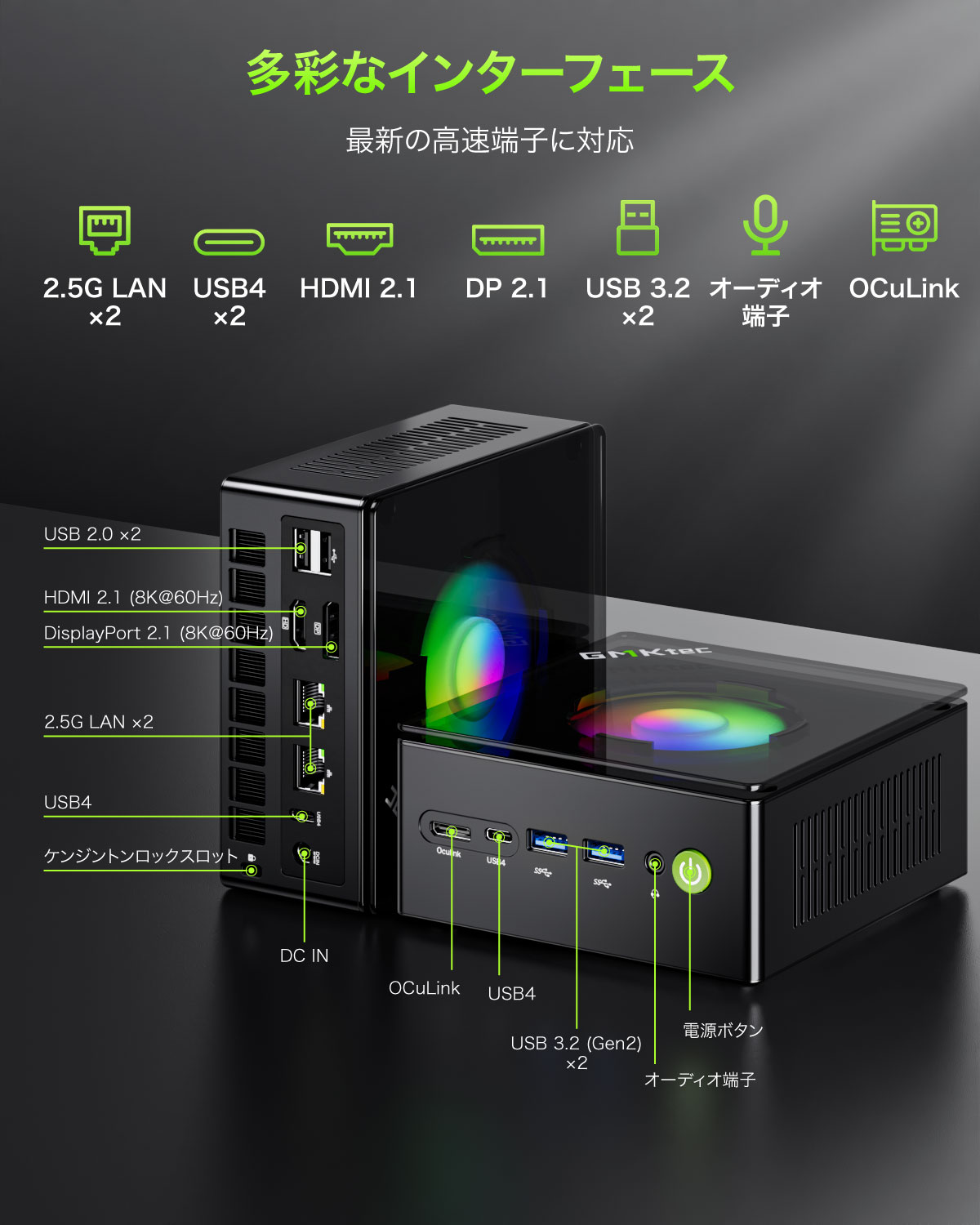 GMKtec(ジーエムケーテック) NucBox K11 [AMD Ryzen 9 8945HS/ RAM:32GB/ SSD:1TB/ Windows 11 Pro]
