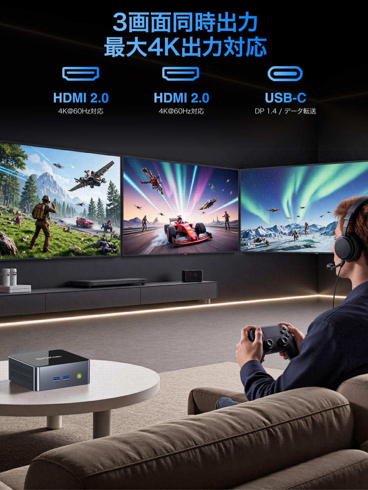 GMKtec メモリ32GB ストレージ1TB 小型デスクトップパソコン NucBox G3 Plus GMK-M3 ULTRA-32/1T-W11PRO(12700H)