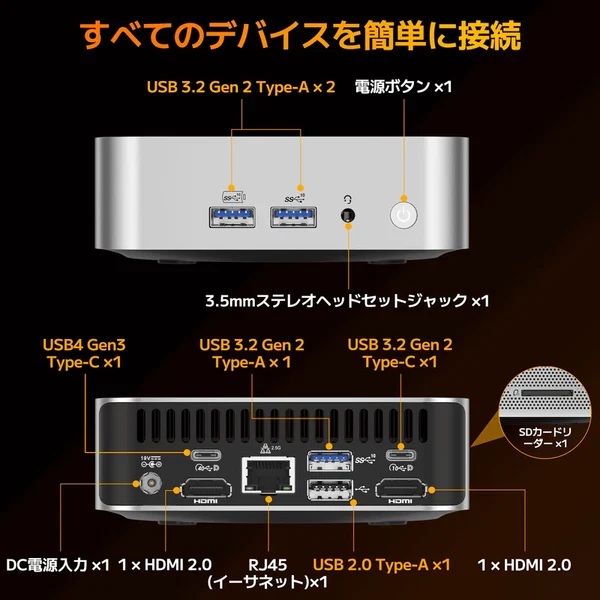 GEEKOM(ギコム) A8 ミニPC 2026エディション [AMD Ryzen 7 8745HS/ RAM:16G/ SSD:1TB/ Windows11 Pro]