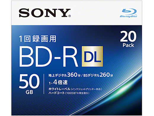 SONY インクジェット対応ワイド 20BNR2VJPS4 [BD-R DL 4倍速 20枚組]