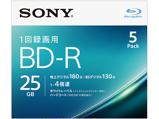 SONY 録画用1層BD−R 1−4倍速 25GB 5枚入り 5BNR1VJPS4 [BD-R 4倍速 5枚組]