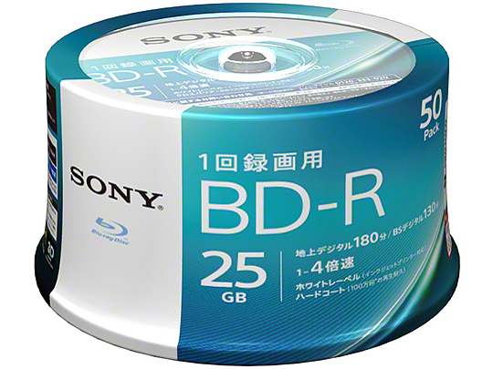 SONY 録画用1層BD−R 1−4倍速 25GB 50枚入り 50BNR1VJPP4 [BD-R 4倍速 50枚組]