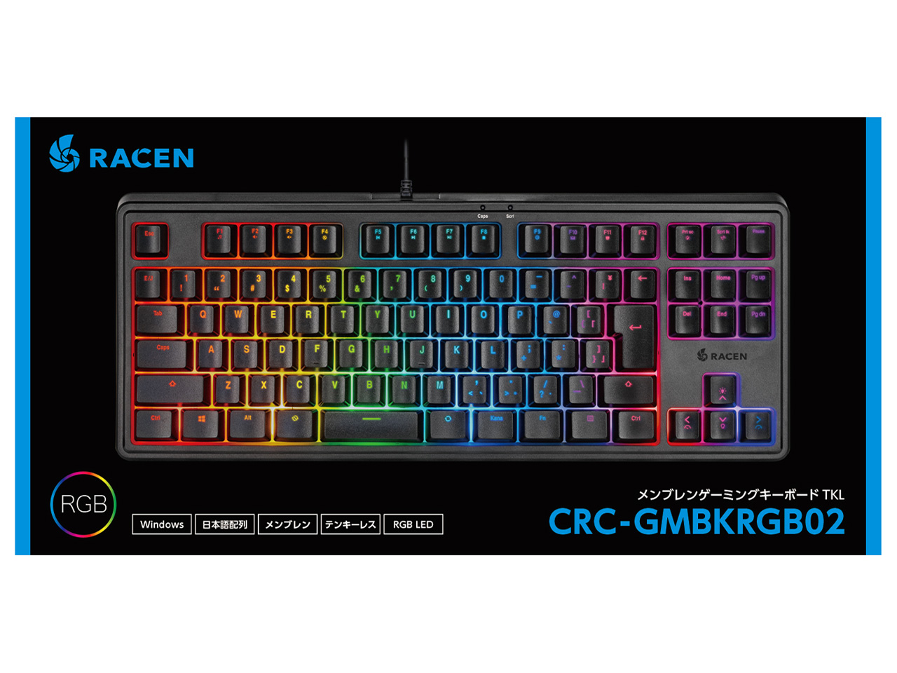 QB、RB2冊セット RACEN メンブレンゲーミングキーボードTKL ブラック CRC