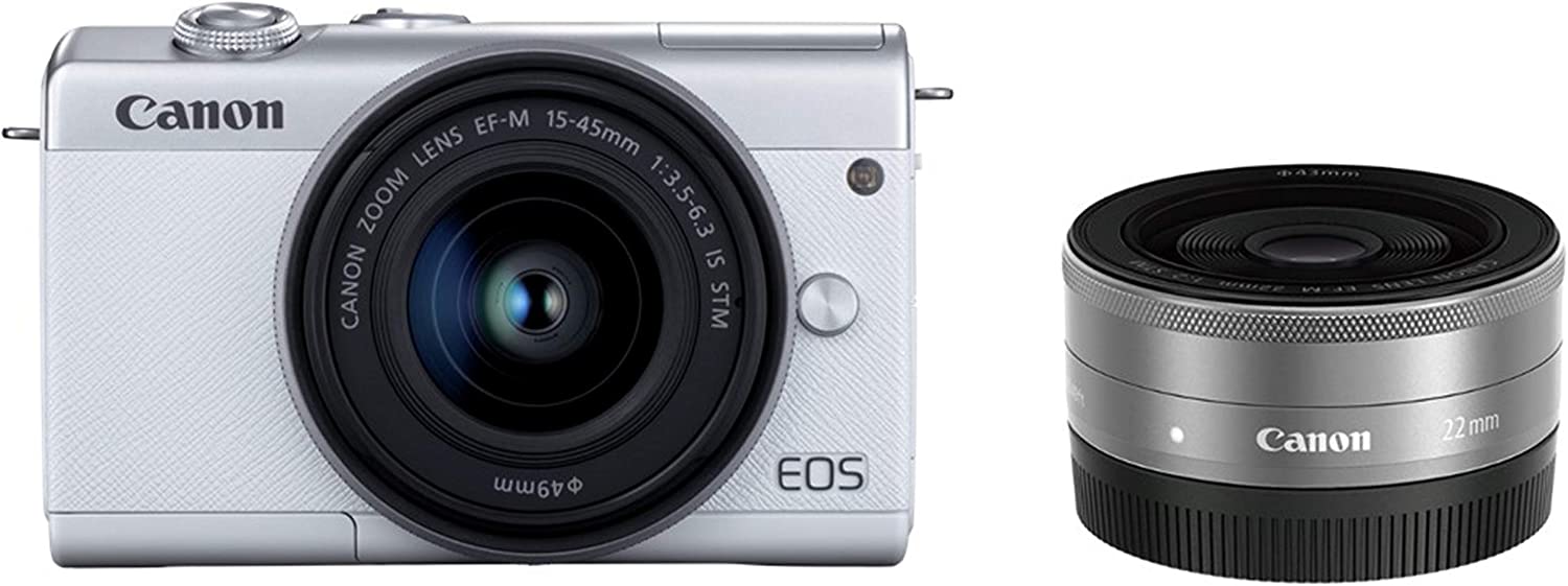 【中古】【店頭展示使用品】CANON ミラーレスデジタル一眼カメラEOS M200 ダブルレンズキット [ホワイト](メーカー保証1年）