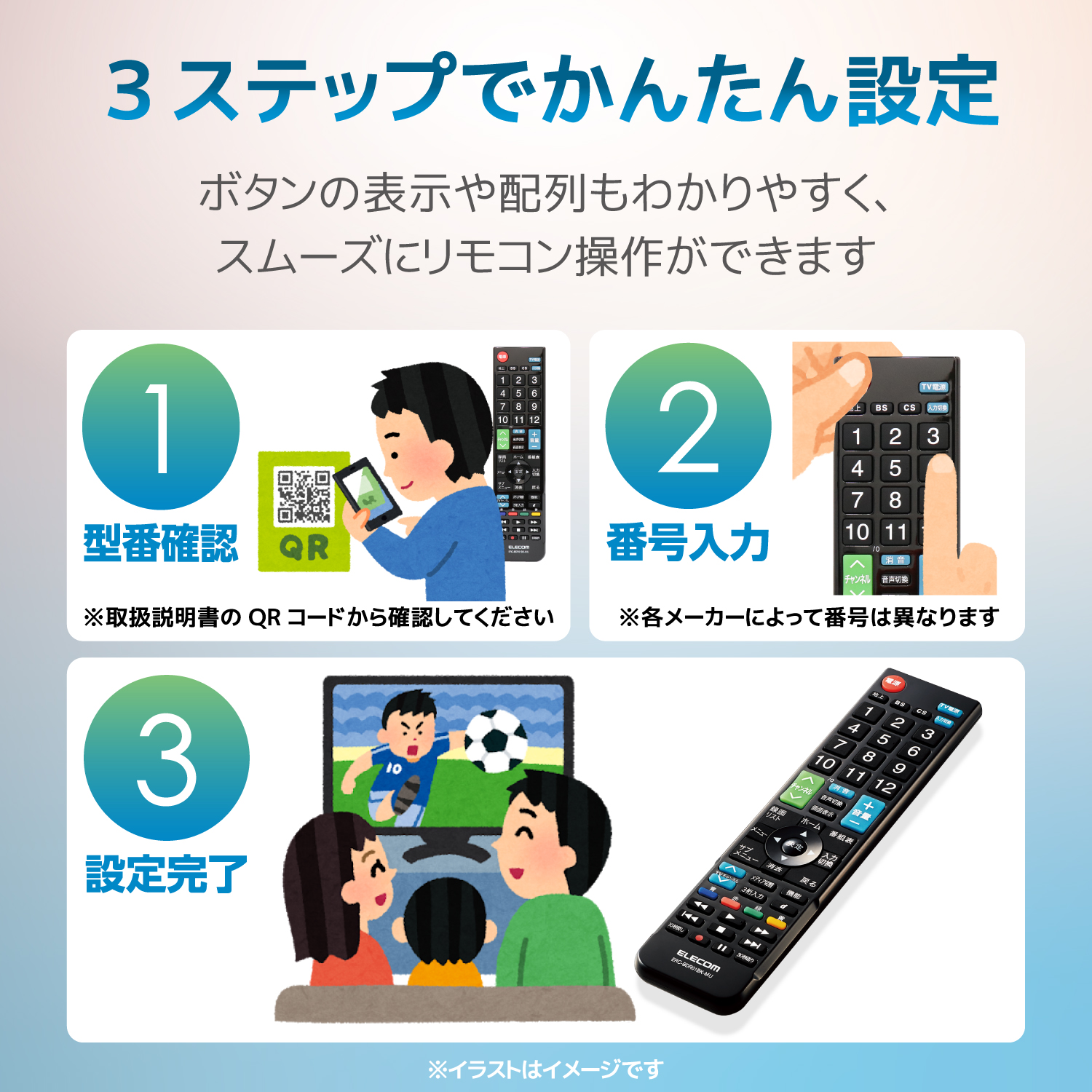 ELECOM ４メーカー対応レコーダーマルチリモコン [ERC-BDR01BK-MU]