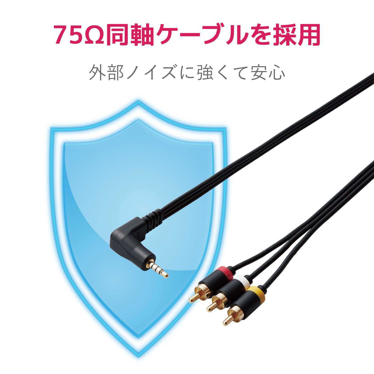 ELECOM L型ミニプラグ（4極）-RCAピンプラグケーブル DH-MLWRY20BK [2m]