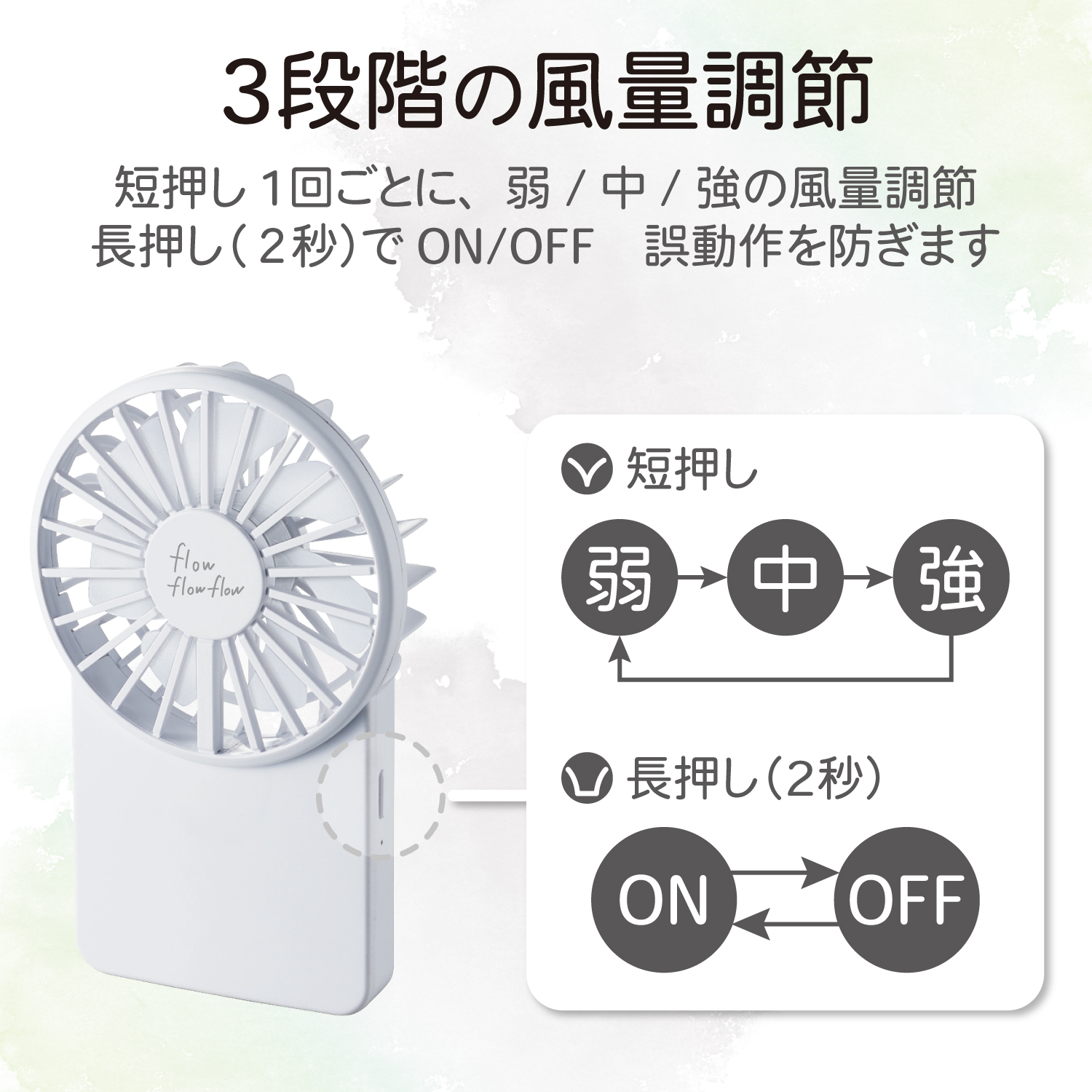 ELECOM コンパクトハンディファン flowflowflow FAN-U202WH [ホワイト]