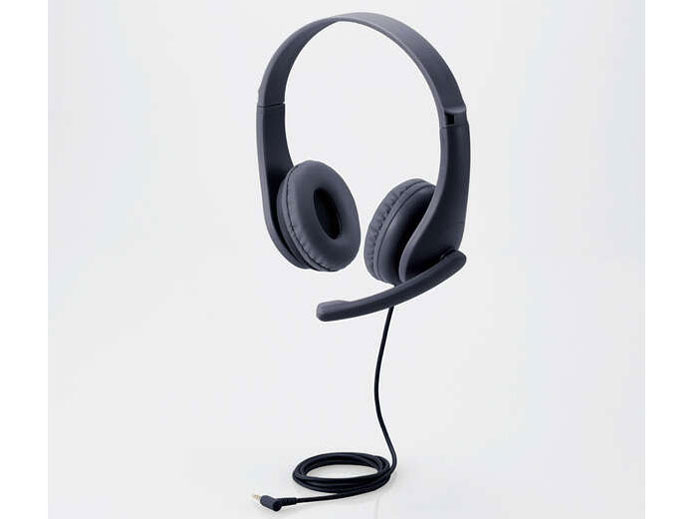 ELECOM 子ども用ヘッドセット 有線 4極ミニプラグ 両耳　マイクアーム付 HS-KD01TBK [ブラック]