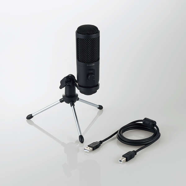 ELECOM スタンド型コンデンサーマイク USB-A ブラック [HS-MC12UBK]