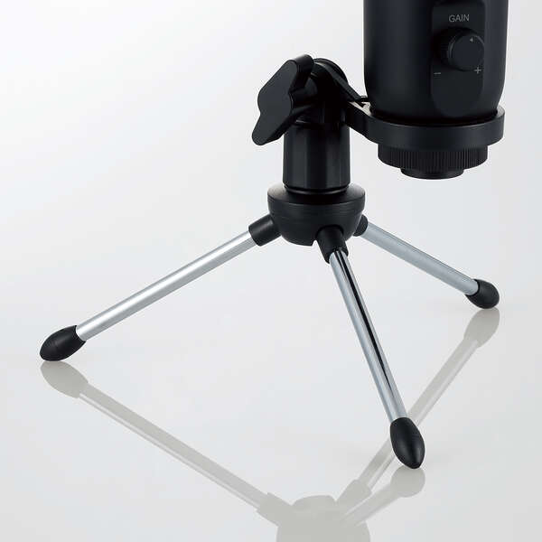 ELECOM スタンド型コンデンサーマイク USB-A ブラック [HS-MC12UBK]