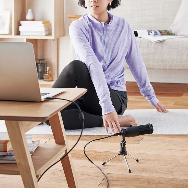 ELECOM スタンド型コンデンサーマイク USB-A ブラック [HS-MC12UBK]