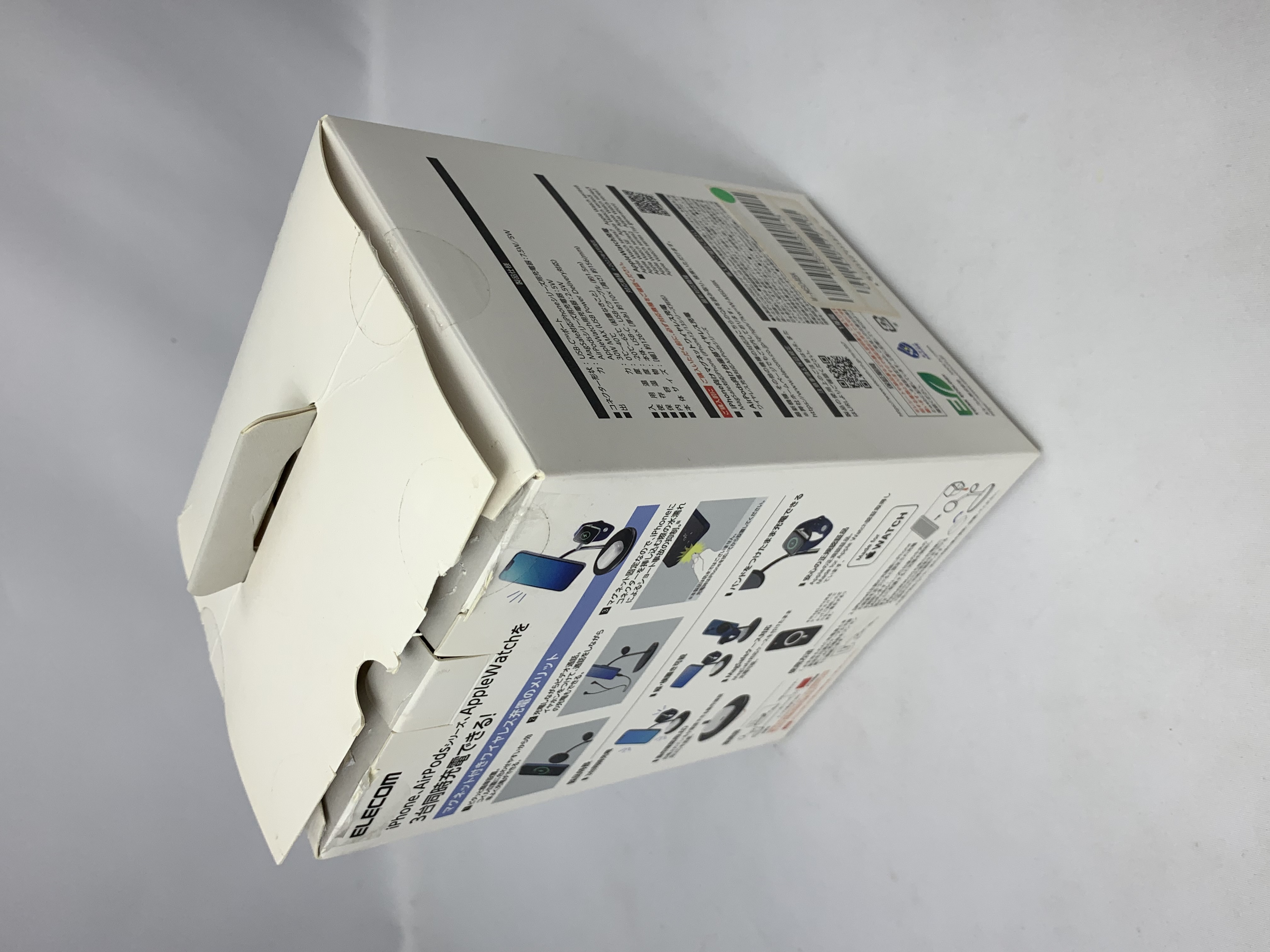 【中古】【店頭展示使用品】エレコム｜ELECOM ワイヤレス充電器/マグネット内蔵/7.5W+5W/スタンドタイプ/Apple Watch認証モジュール内蔵/MfA認証/USB-C-USB-Cケーブル付属/ブラック W-MS04BK(30日間保証）