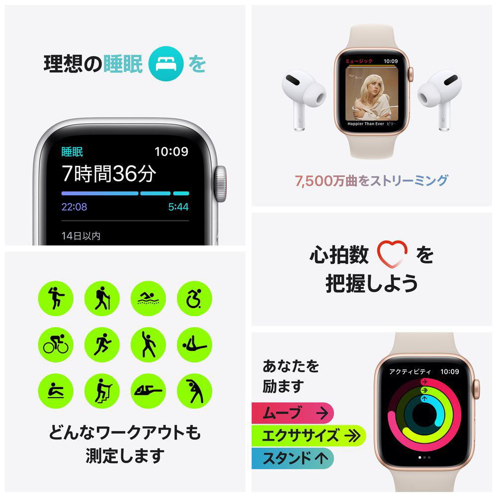 Apple Watch SE GPS+Cellularモデル 40mm MKQY3J/A [メイズ/ホワイト