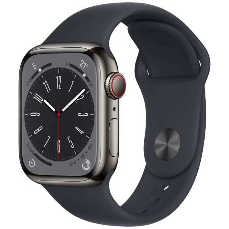 Apple Watch Series 8 GPS+Cellularモデル 41mm MNJJ3J/A [グラファイトステンレススチールケース/ミッドナイトスポーツバンド]