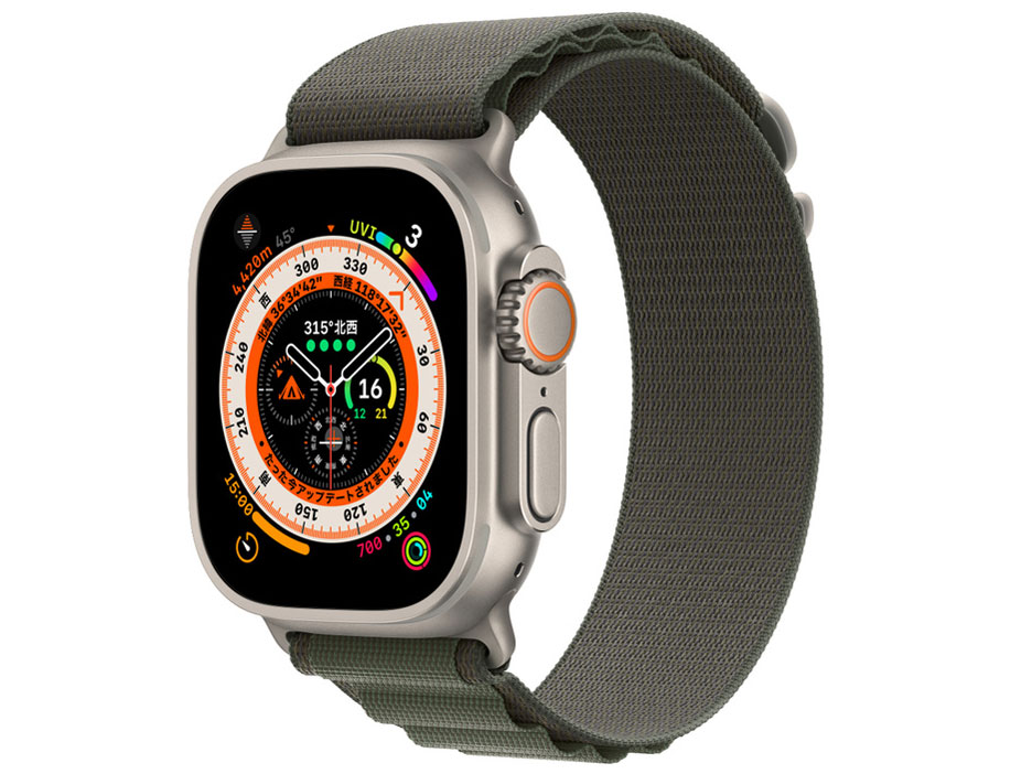 Apple Watch Ultra GPS+Cellularモデル 49mm MQFP3J/A [グリーンアルパインループ L]