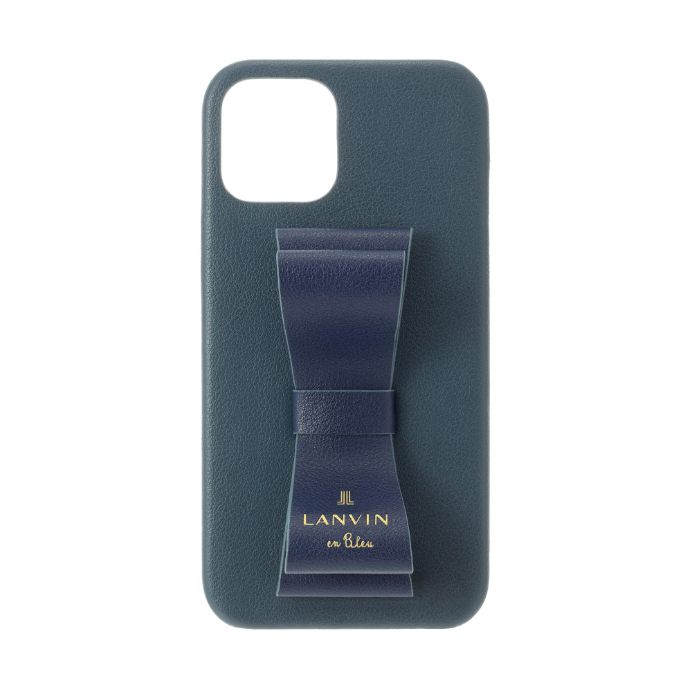 LANVIN en Bleu - Slim Wrap Case Stand & Ring Ribbon 2-Tone for iPhone 13 [ Navy/Vintage Blue ]