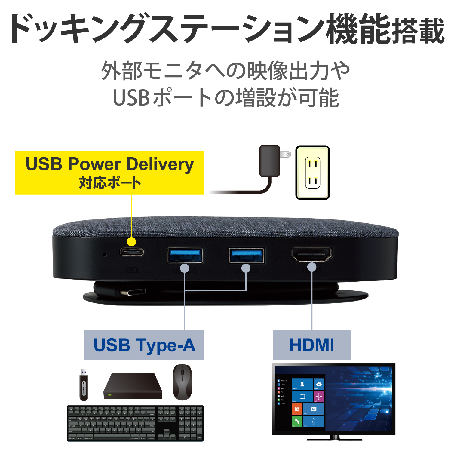 LOGITEC ドッキングステーション機能搭載 タブレットスタンド付き 2.5インチHDD/SSDケース LGB-DHUPD [ブラック]