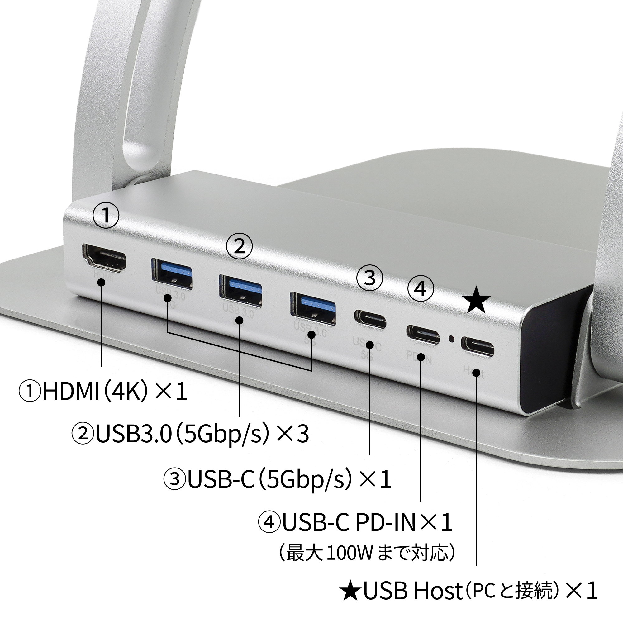 ARCHISS（アーキス）USB-C接続ドッキングステーション付きノートパソコンスタンド LIFT UP HUB-STAND BY ME [AS-LHBM-SL]
