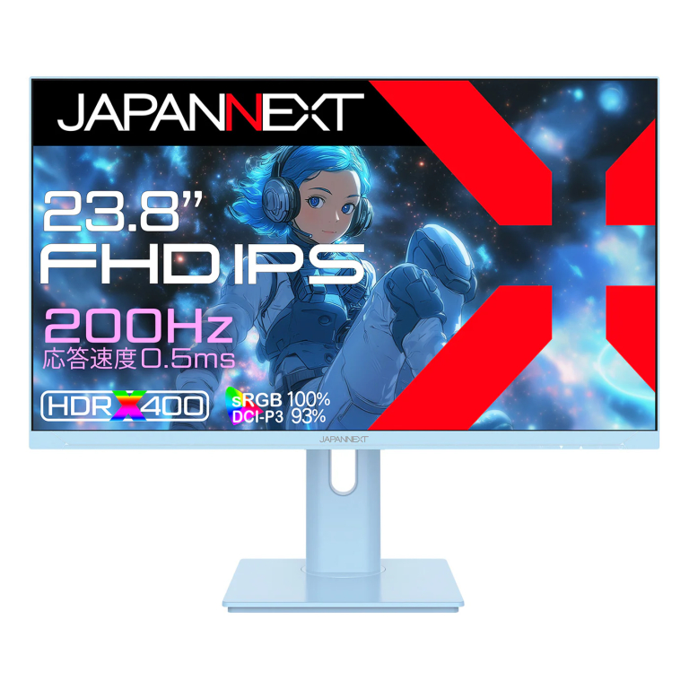 【ブルーモデル】JAPANNEXT 23.8インチ ゲーミングモニター 200Hz 0.5ms FHD 1920x1080 IPSパネル (HDMI/DisplayPort/VESA対応/高さ調節/回転(ピボット)機能/ブルーライトカット / 視野角178°) JN-IPS238G200F-HSP-BB
