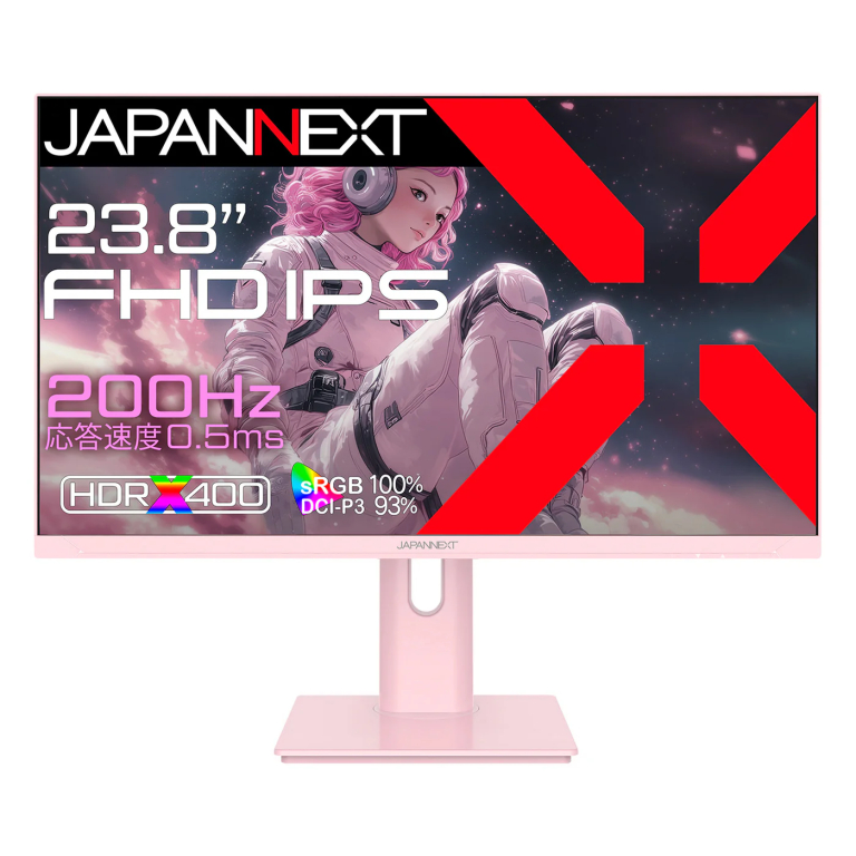 【ピンクモデル】JAPANNEXT 23.8インチ ゲーミングモニター 200Hz 0.5ms FHD 1920x1080 IPSパネル (HDMI/DisplayPort/VESA対応/高さ調節/回転(ピボット)機能/ブルーライトカット / 視野角178°) JN-IPS238G200F-HSP-PK