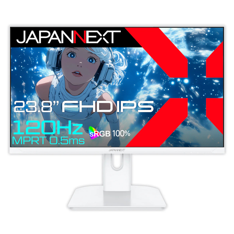 【ホワイトモデル】JAPANNEXT 23.8インチ IPSパネル搭載 120Hz/0.5ms(MPRT)対応 フルHD(1920x1080)解像度 ゲーミングモニター JN-IPS238G120F-W