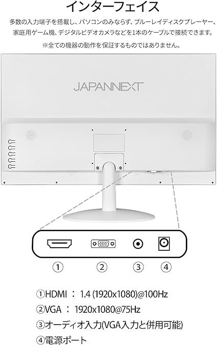 【ホワイトモデル】JAPANNEXT 21.5インチ VAパネル搭載 フルHD(1920x1080)解像度 液晶モニター(ホワイト) JN-V215F2-W