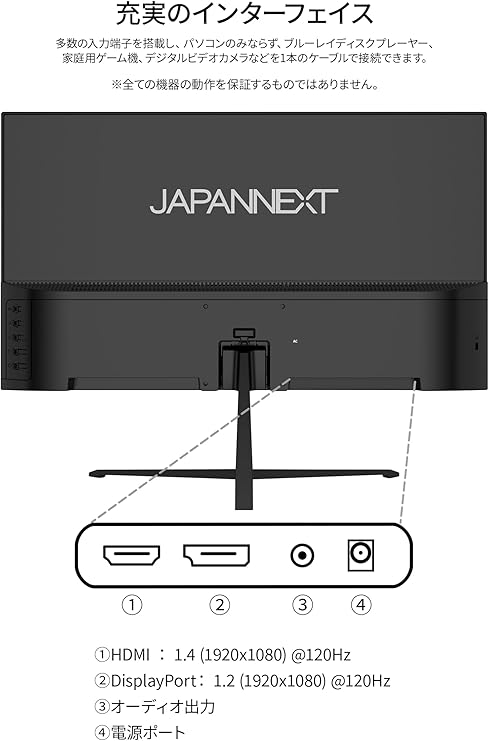 JAPANNEXT（ジャパンネクスト） 21.5インチ VAパネル搭載 120Hz/1ms(MPRT)対応 フルHD(1920x1080)解像度 液晶モニター JN-215V120F