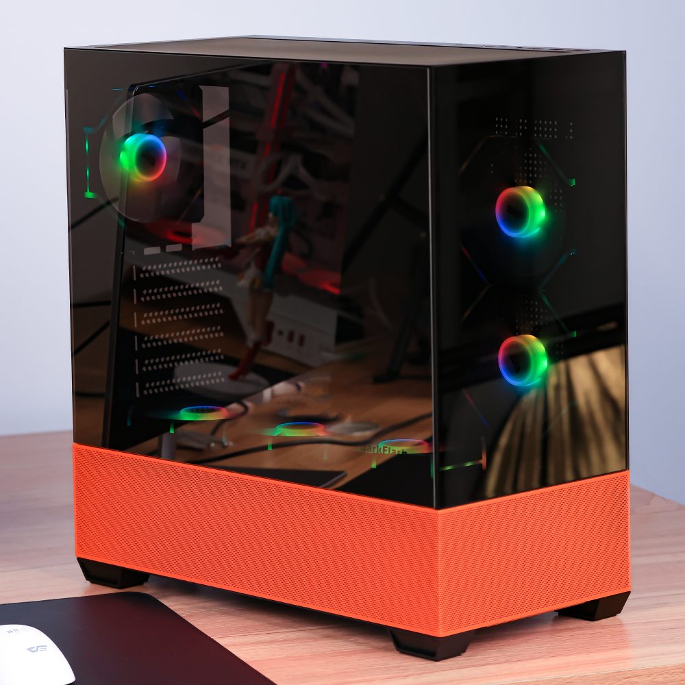 darkFlash DS900 Air Shine Orange ミラーパネル採用 ピラーレスミドルタワーケース  [DS900AIR-DFEDITION+TYPE-C]