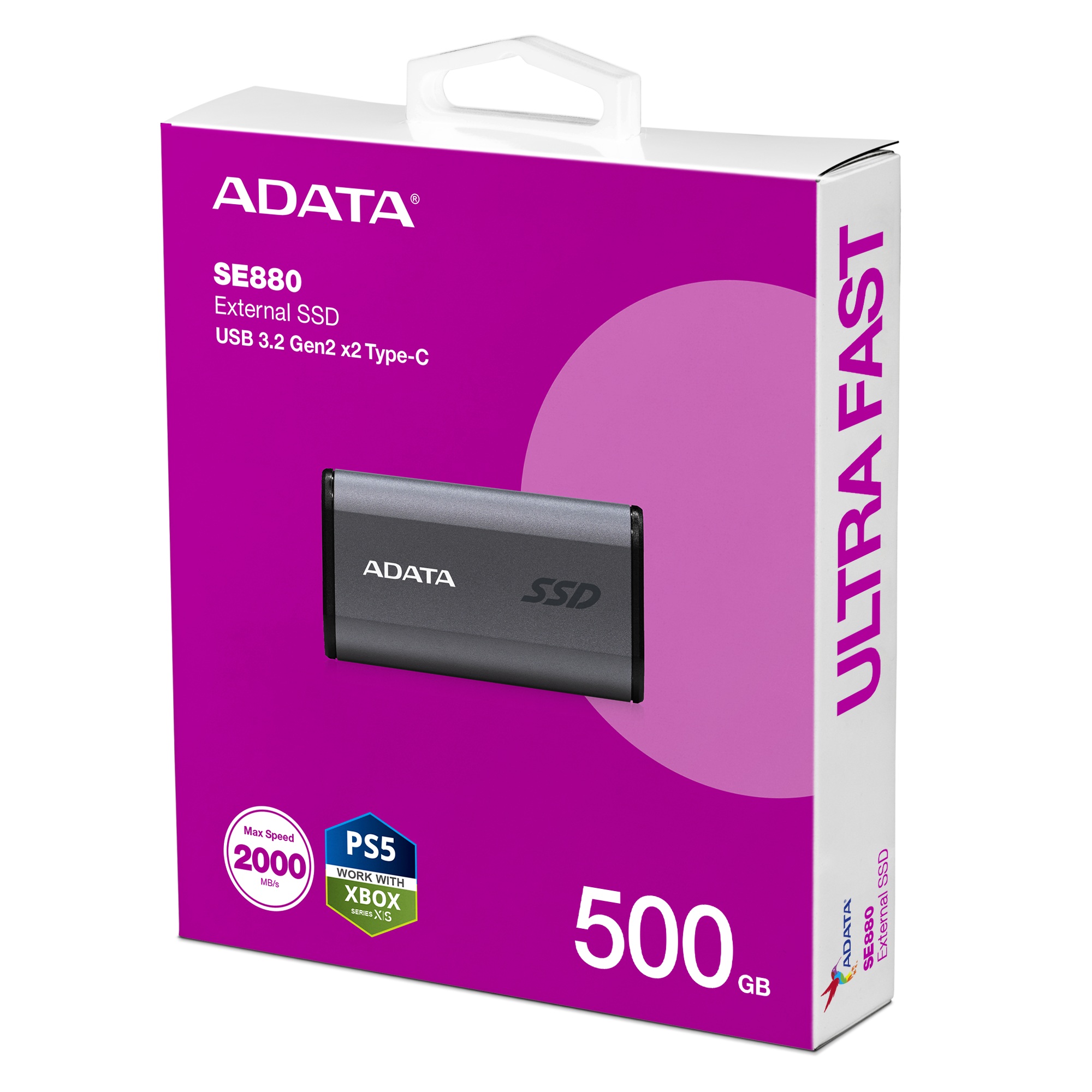 ADATA ポータブルSSD 500GB Elite SE880 AELI-SE880-500GCGY [チタングレー]