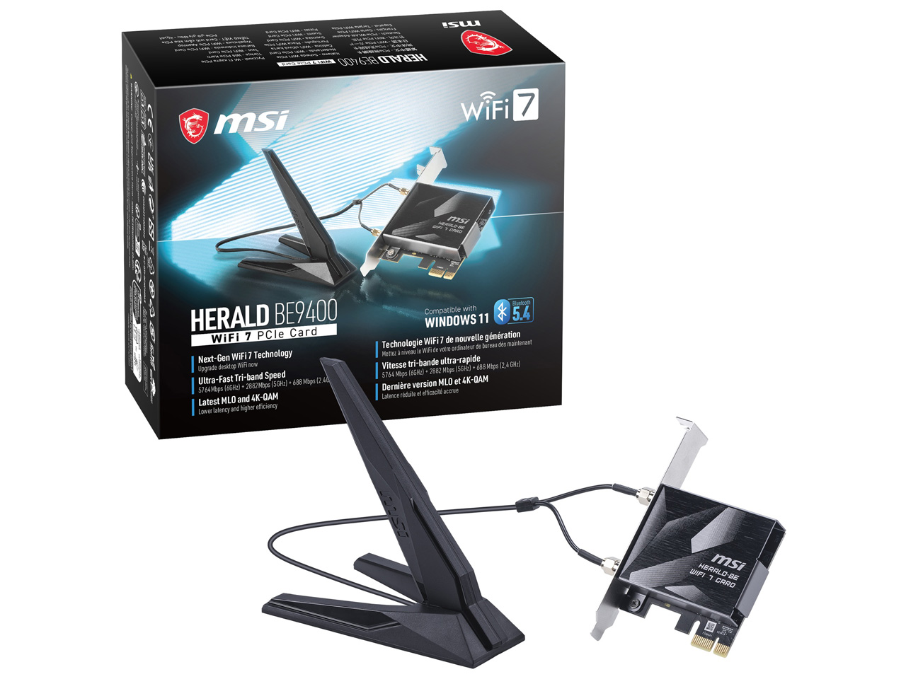 MSI Wi-Fi 7対応無線LAN増設カード [HERALD BE9400 WiFi 7 PCIe Card]