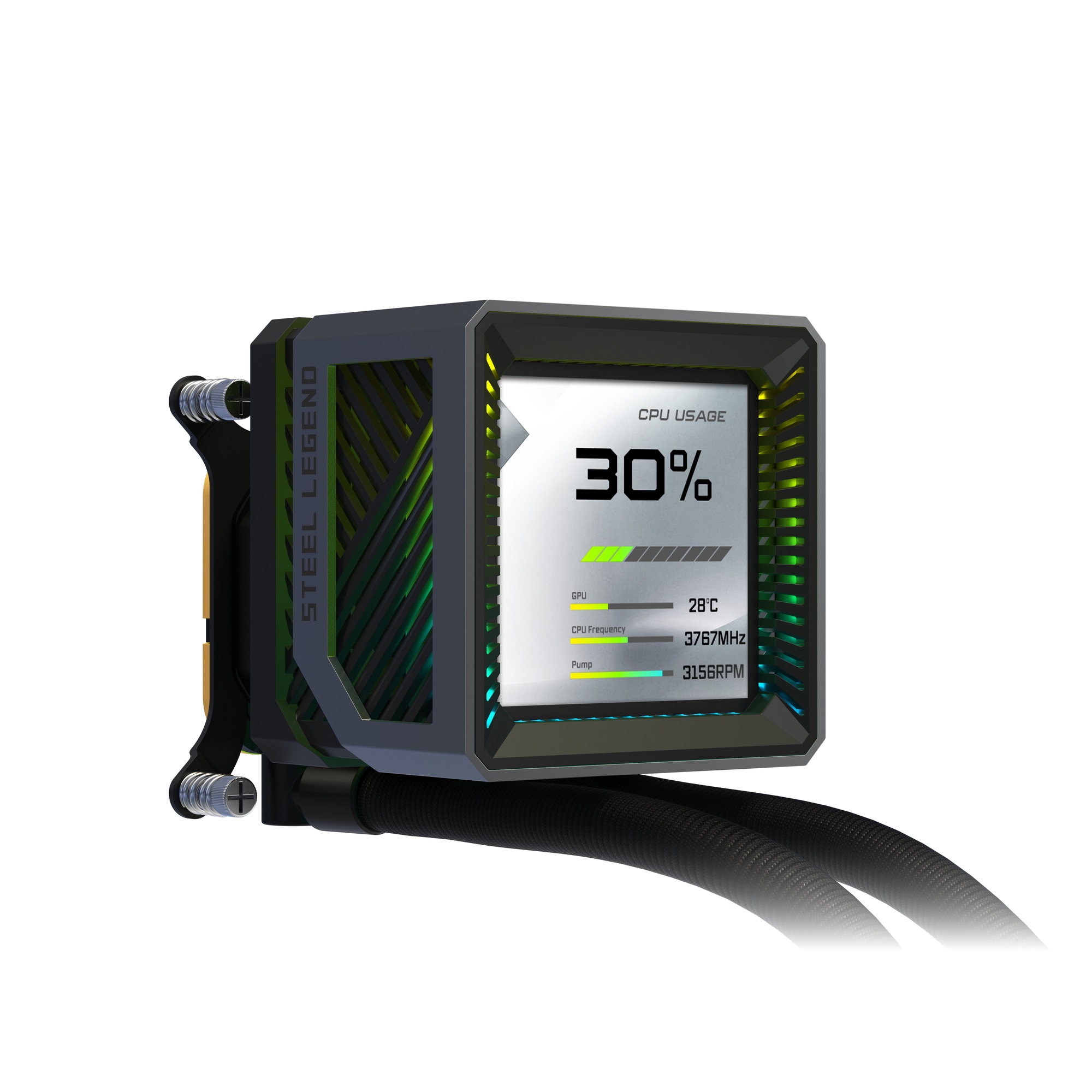 ASRock 水冷クーラー Steel Legend Dark 360 LCD 360mm ブラック 簡易水冷 3.4インチLCDディスプレイ搭載 CPU温度表示対応 LGA1700 AM5 対応