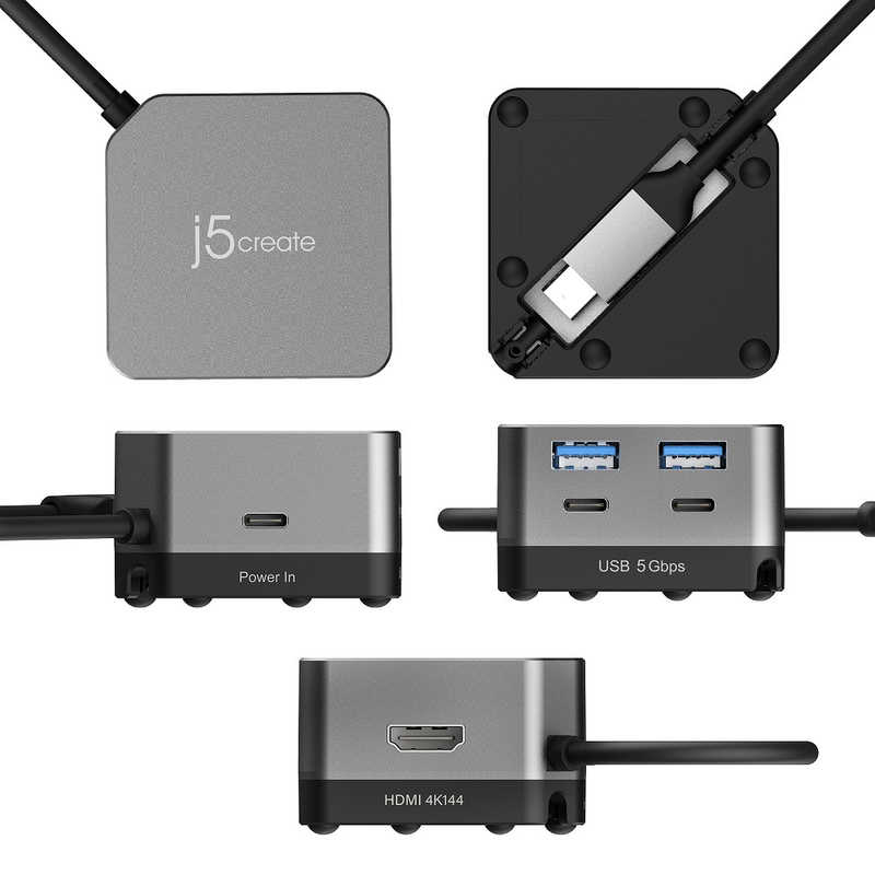 j5 create USB-C to 4K144Hz HDMI+PD100W 6in1 マルチハブ [JCD361]