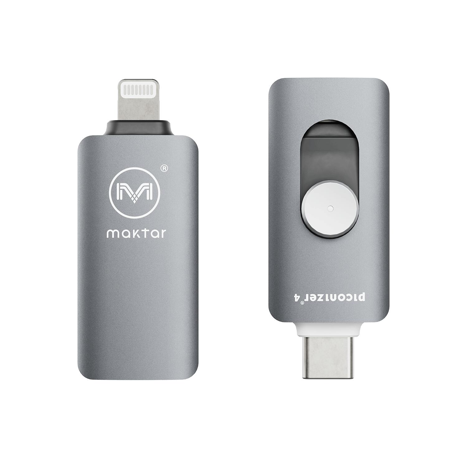 Piconizer4 256GB iPhone USBメモリ 写真 バックアップ Lightning タイプ USB-C データ保存　スペースグレイ　MKP4-SG-256G