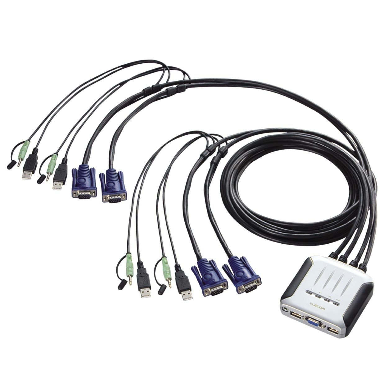 ELECOM ケーブル一体型切替器(USB) KVM-KU4