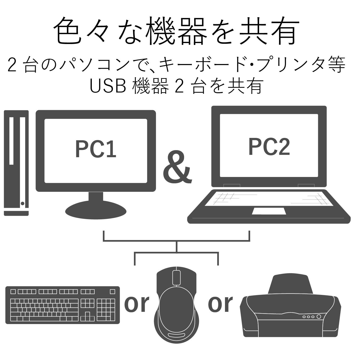 ELECOM キーボード・マウス用パソコン切替器 KM-A22BBK