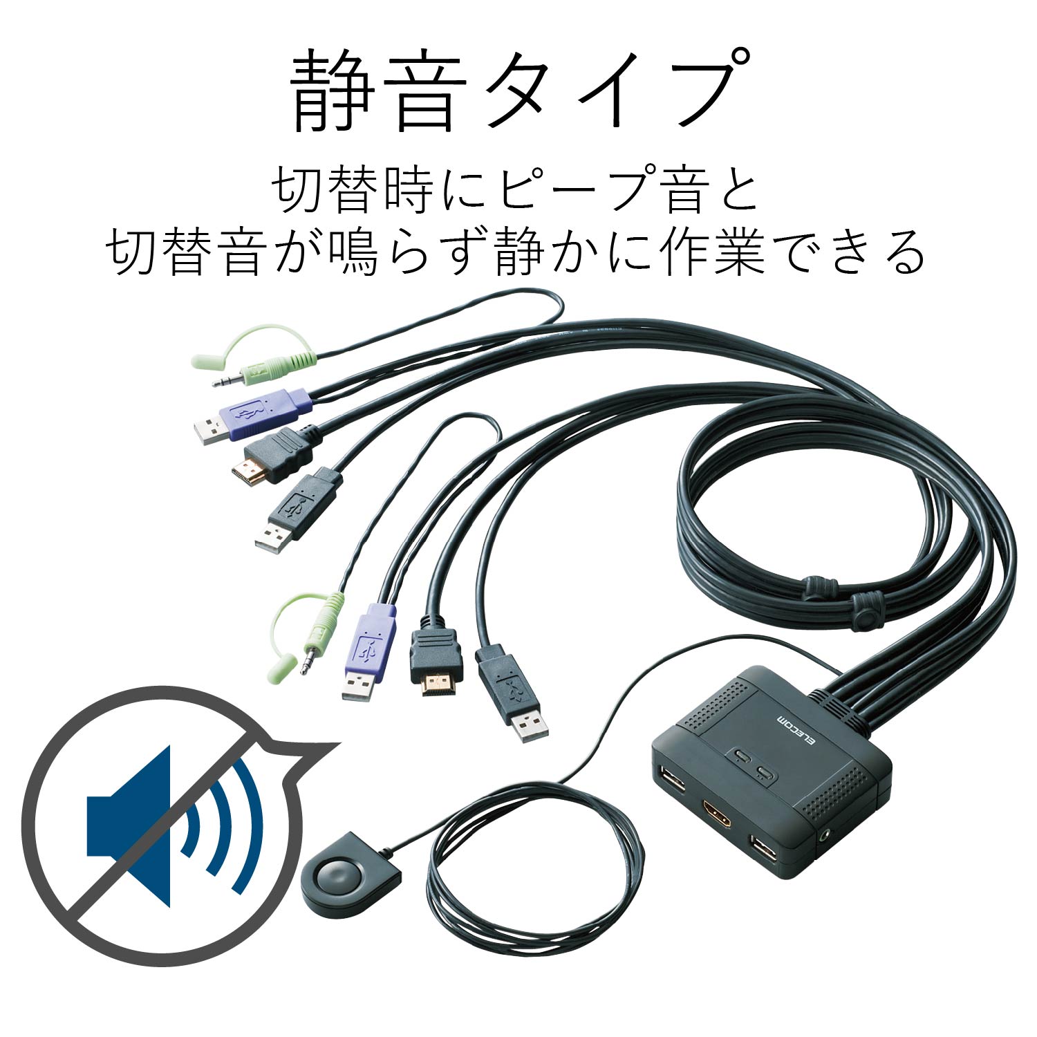ELECOM HDMI対応パソコン切替器 KVM-HDHDU2｜パソコン・スマートフォン 