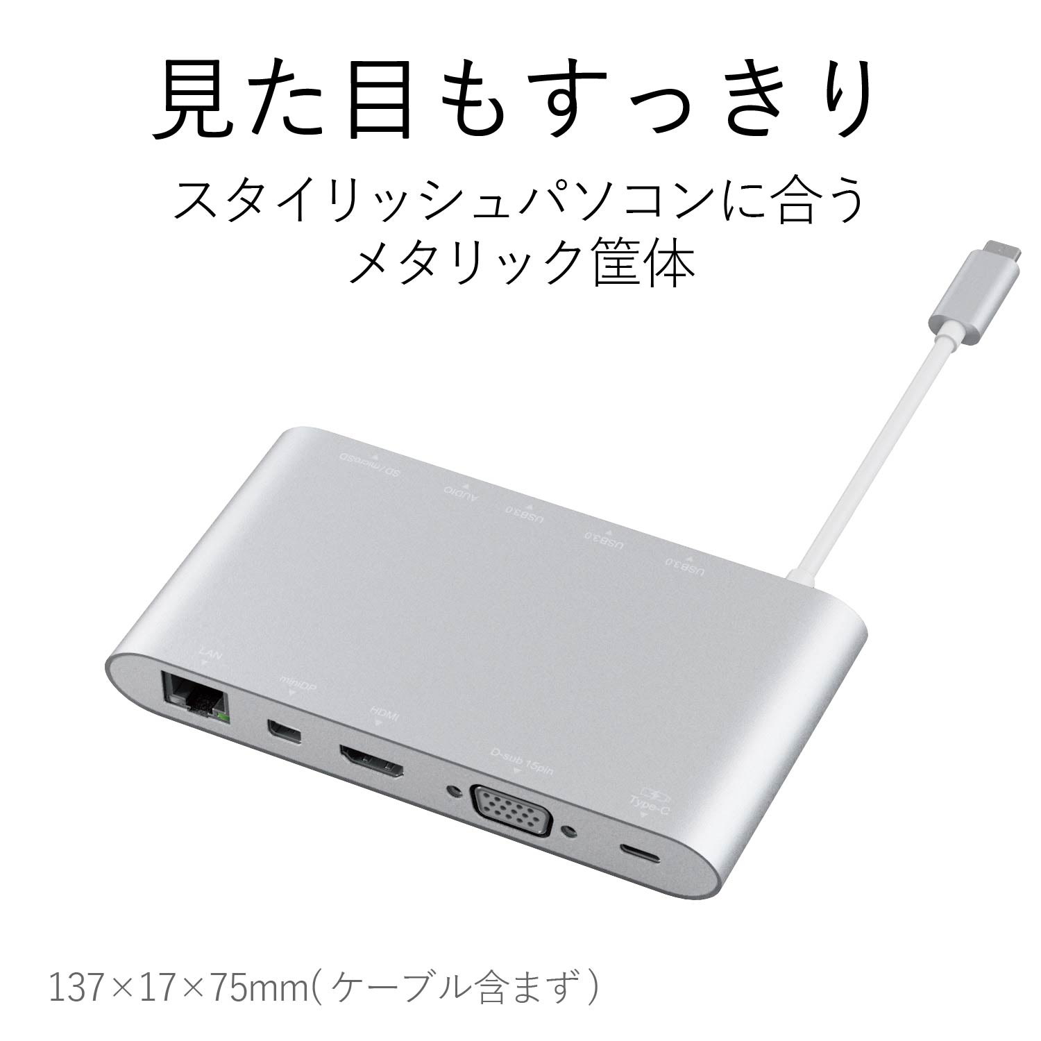 ELECOM USB Type-C接続ドッキングステーション(USB PD対応) DST-C01SV [シルバー]