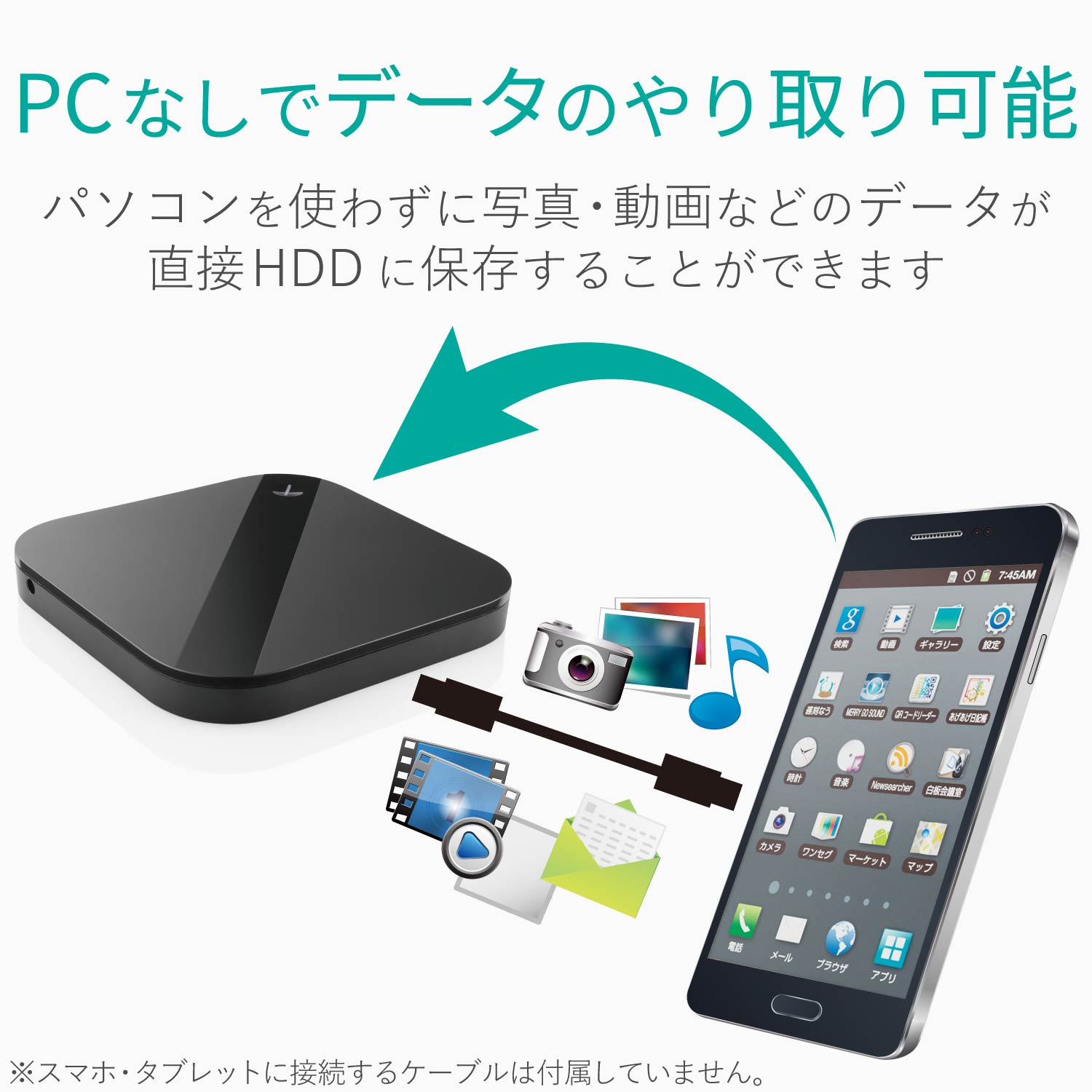 ELECOM スマートフォン用外付けバックアップハードディスク ELP-SHU010UBK