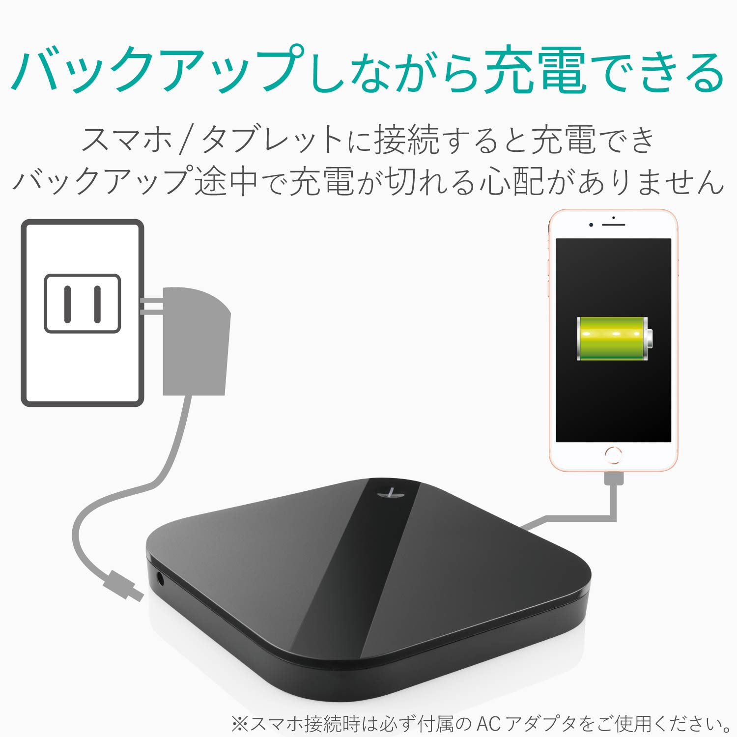 ELECOM スマートフォン用外付けバックアップハードディスク ELP-SHU010UBK