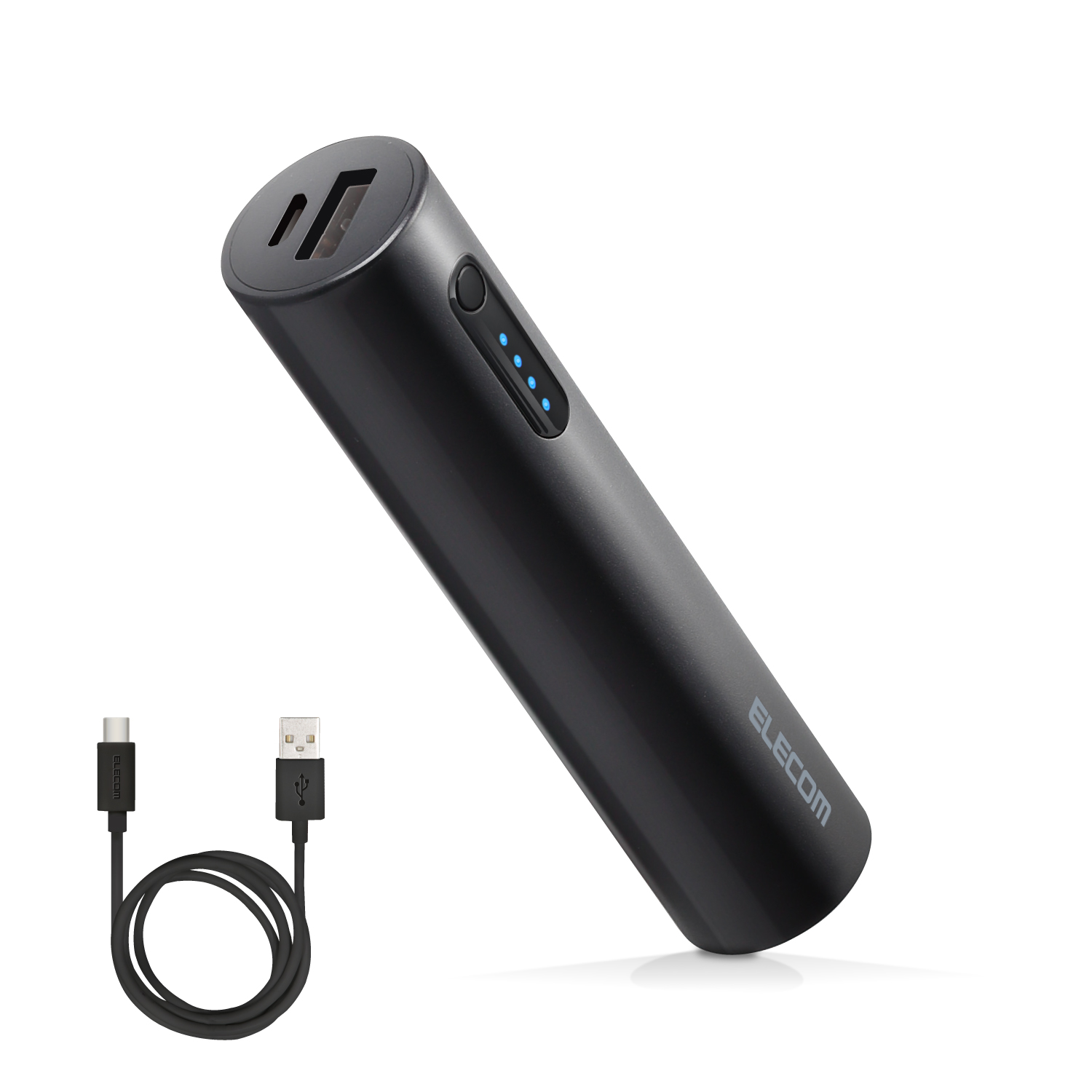 ELECOM USB Type-Cケーブル付きモバイルバッテリー DE-C09L-3200BK [ブラック]